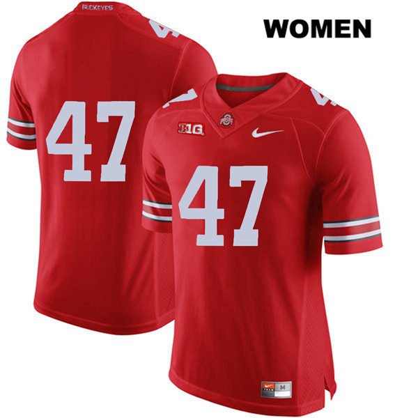 Ohio State Buckeyes Women's Justin Hilliard #47 Red Authentic Nike No Name College NCAA Stitched Football Jersey WO19M22JA